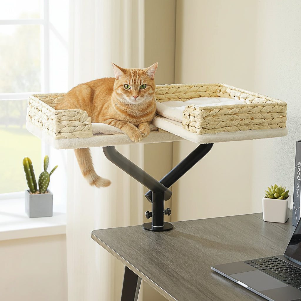 Cat Desk Bed — 360° Rotatable Hammock Stand