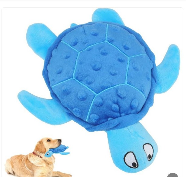 Sea Turtle No-Stuffing Crinkle Squeaky Dog Toy