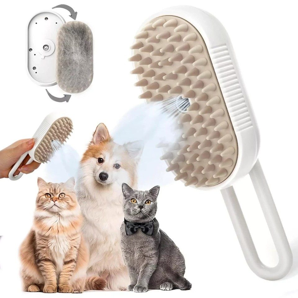 3-in-1 Pet Steam/Mist Grooming Brush (Rechargeable)