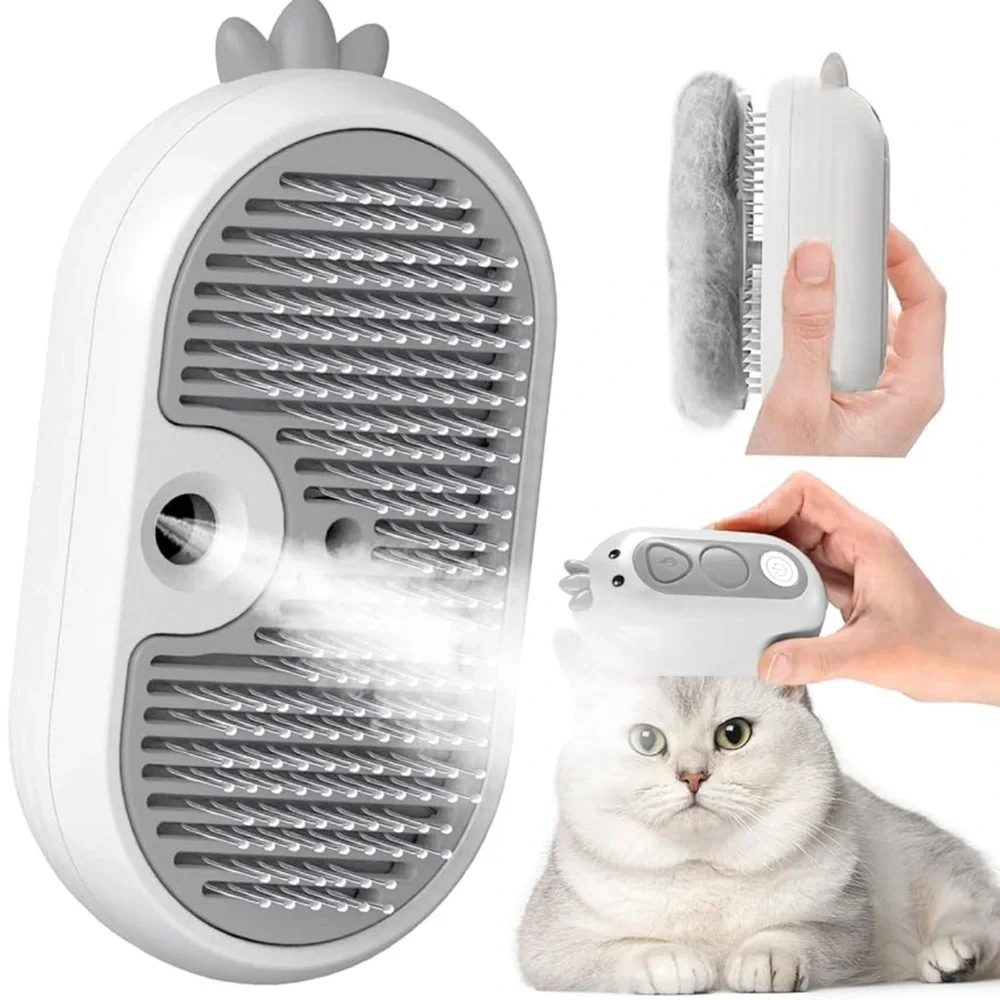 3-in-1 Pet Steam/Mist Grooming Brush (Rechargeable)